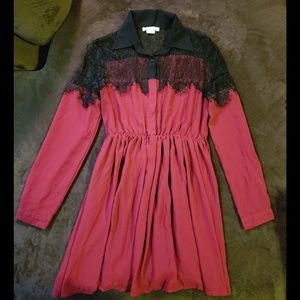 Burgundy and Lace Dress